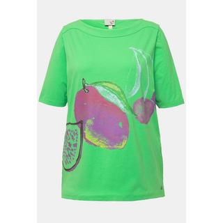 Ulla Popken  T-shirt con frutta, scollo a barca e mezze maniche 