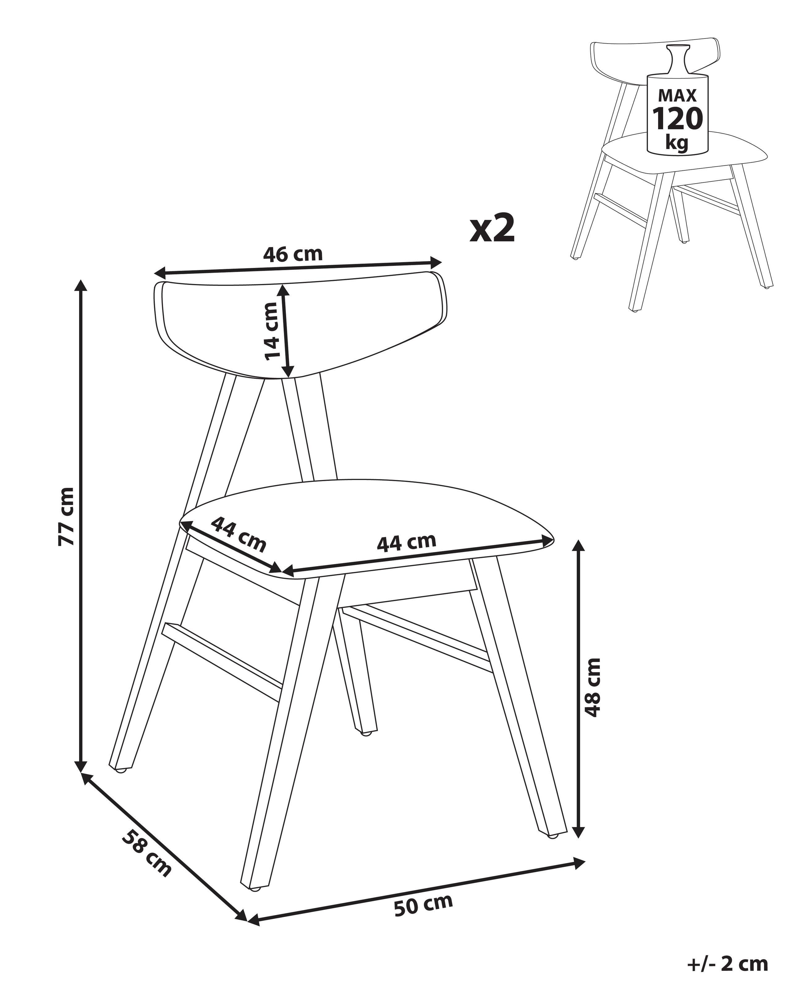 Beliani Lot de 2 chaises de salle à manger en Bois d'hévéa Rétro LACOTA  
