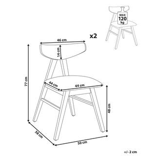 Beliani Lot de 2 chaises de salle à manger en Bois d'hévéa Rétro LACOTA  
