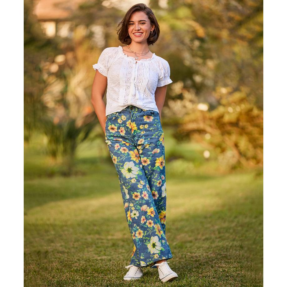 Joe Browns Weit geschnittene Jeans mit Blumenmuster  