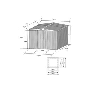 Vente-unique Casetta da giardino 6,6 m² in Acciaio galvanizzato Grigio - MANSO  