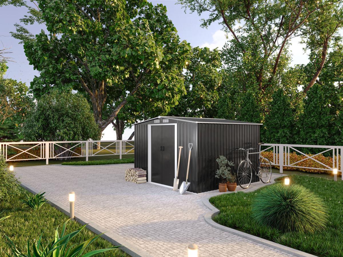 Vente-unique Casetta da giardino 6,6 m² in Acciaio galvanizzato Grigio - MANSO  