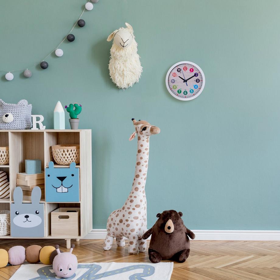 B2X Weiße Wanduhr für Kinder  