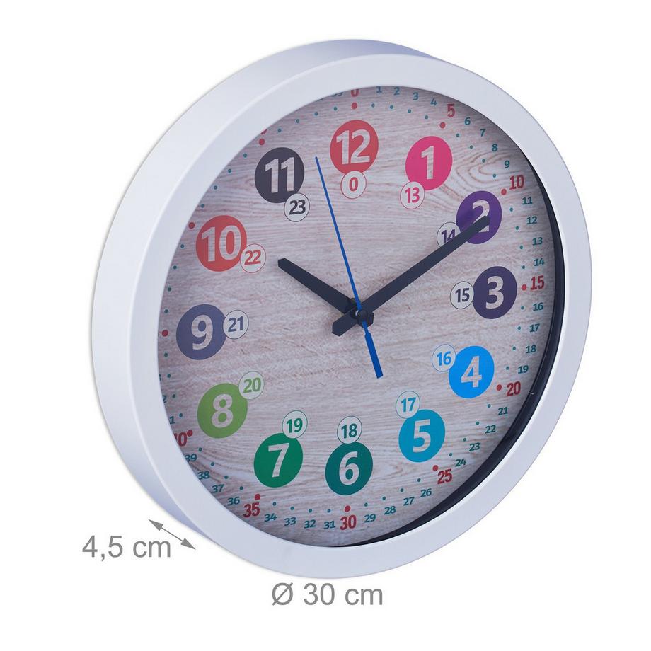B2X Weiße Wanduhr für Kinder  