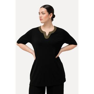 Ulla Popken Shirt-Tunika Stickerei Tunika-Ausschnitt Halbarm  