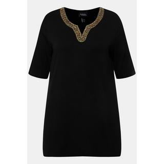 Ulla Popken Shirt-Tunika Stickerei Tunika-Ausschnitt Halbarm  