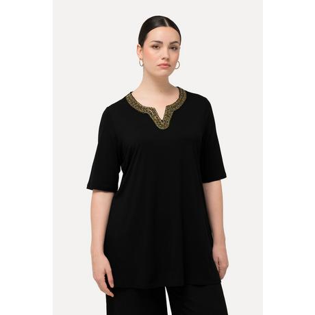 Ulla Popken Shirt-Tunika Stickerei Tunika-Ausschnitt Halbarm  