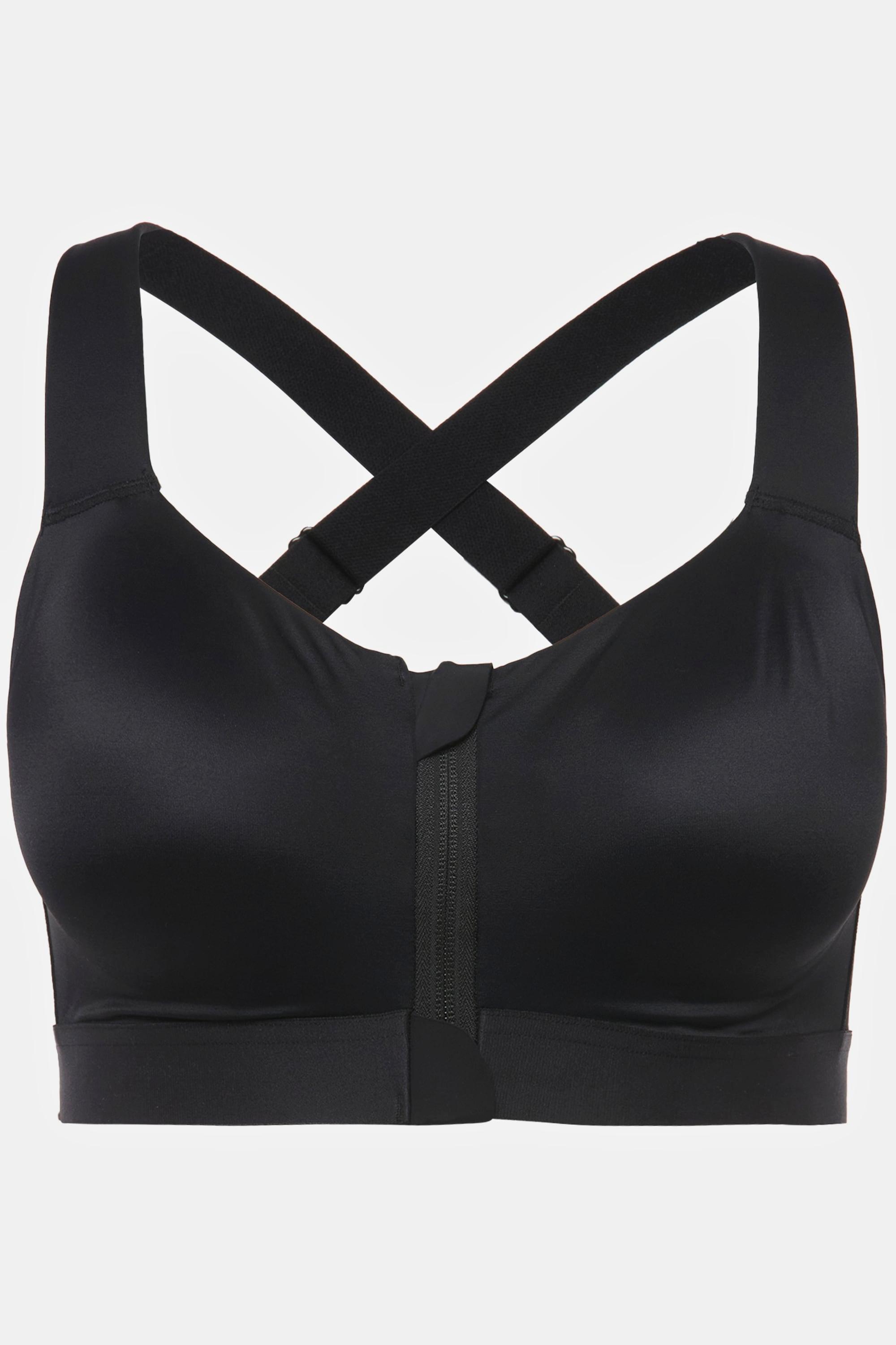 Ulla Popken  Reggiseno sportivo senza ferretto con zip e spalline incrociate 