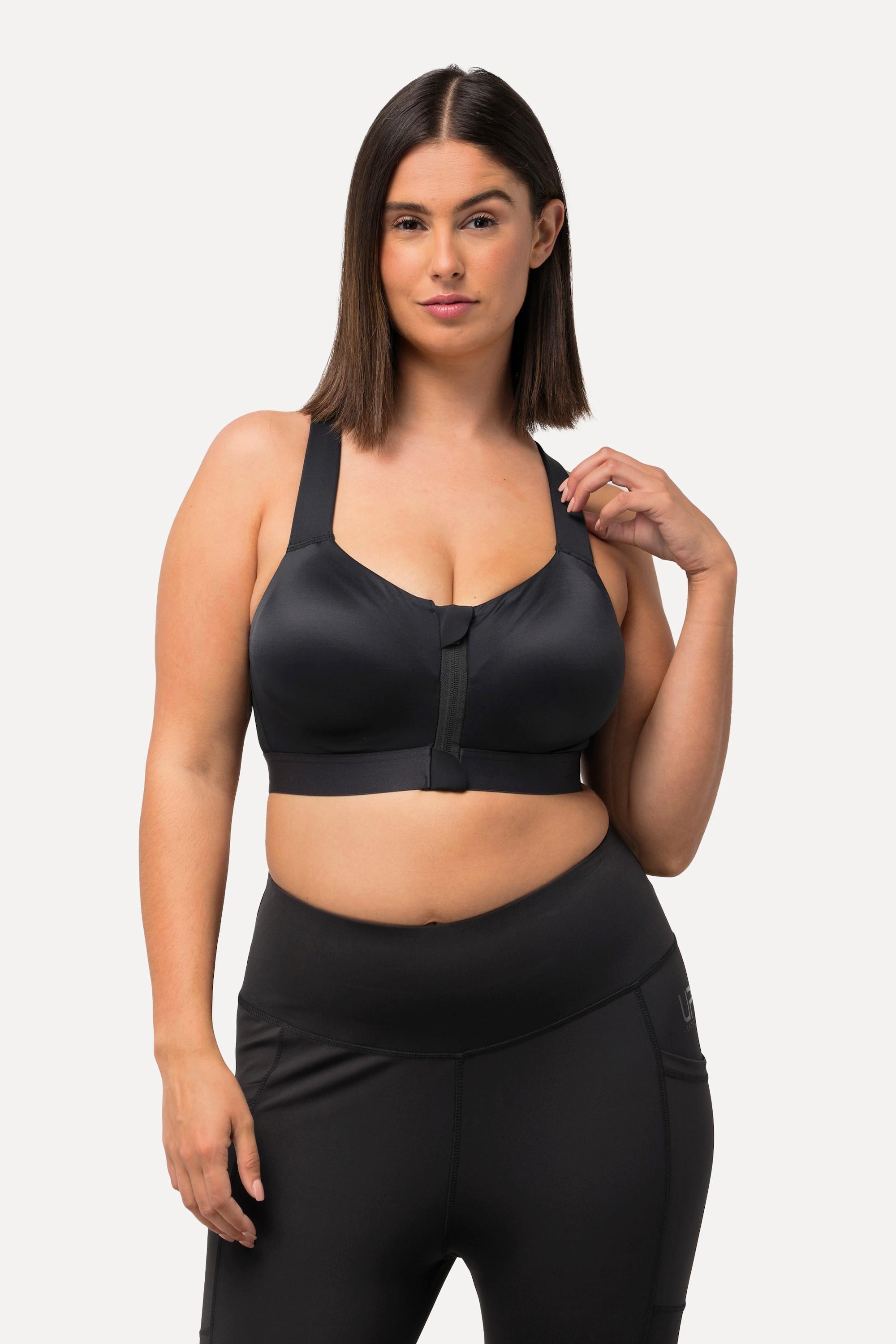 Ulla Popken  Reggiseno sportivo senza ferretto con zip e spalline incrociate 