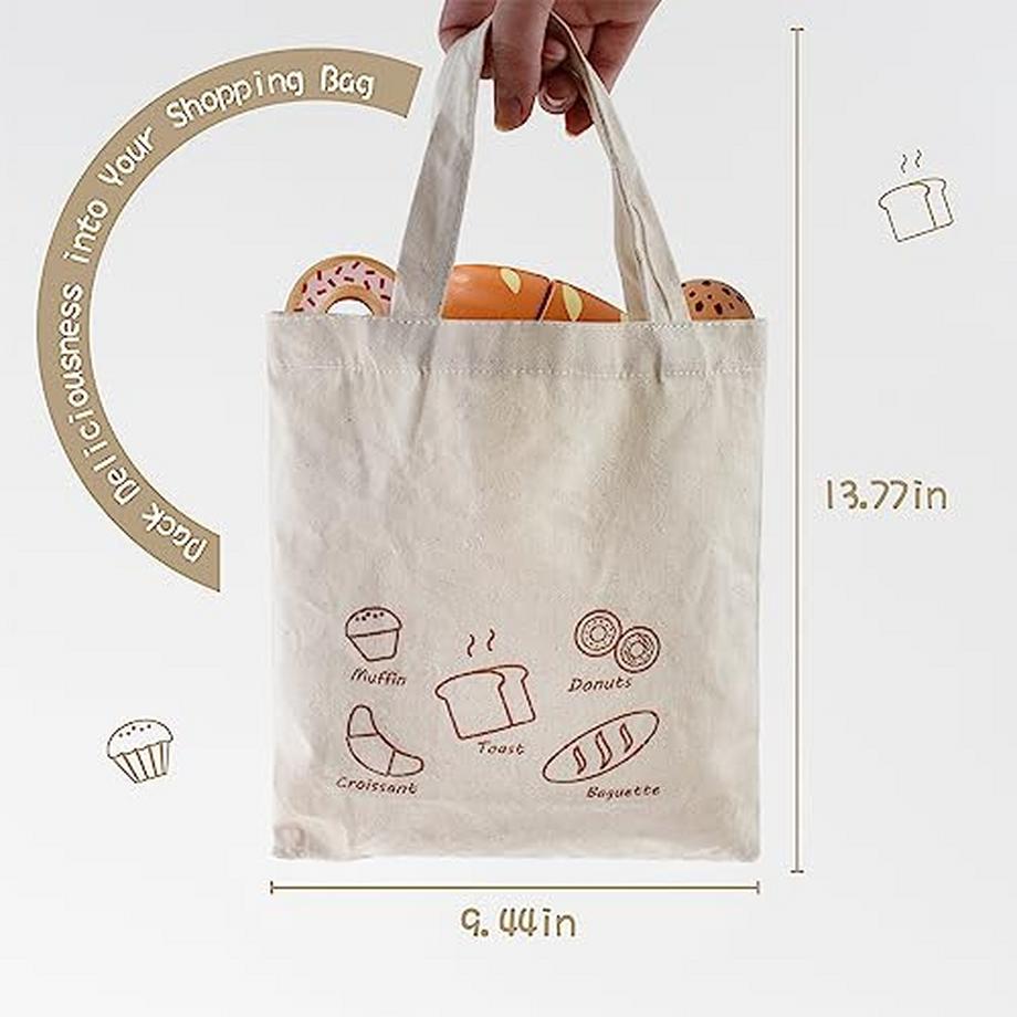 Activity-board  Ensemble de jouets de boulangerie en bois, jeu de nourriture en bois, ensemble de jeu de petit déjeuner, accessoires de cuisine pour jeu de rôle, coupe d'aliments 