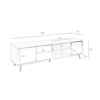 ANGEL CERDA Mobile TV in vetro nero effetto specchio, noce e acciaio nero  