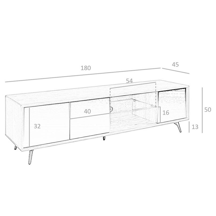 ANGEL CERDA TV-Möbel ausem Glas, Nussbaum undem Stahl mit Spiegeleffekt  