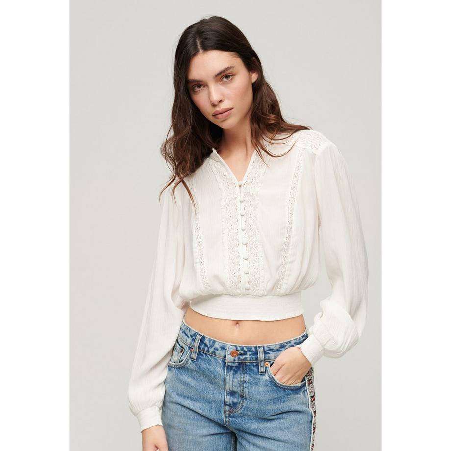 Superdry Blouse Manches Longues Smockée  