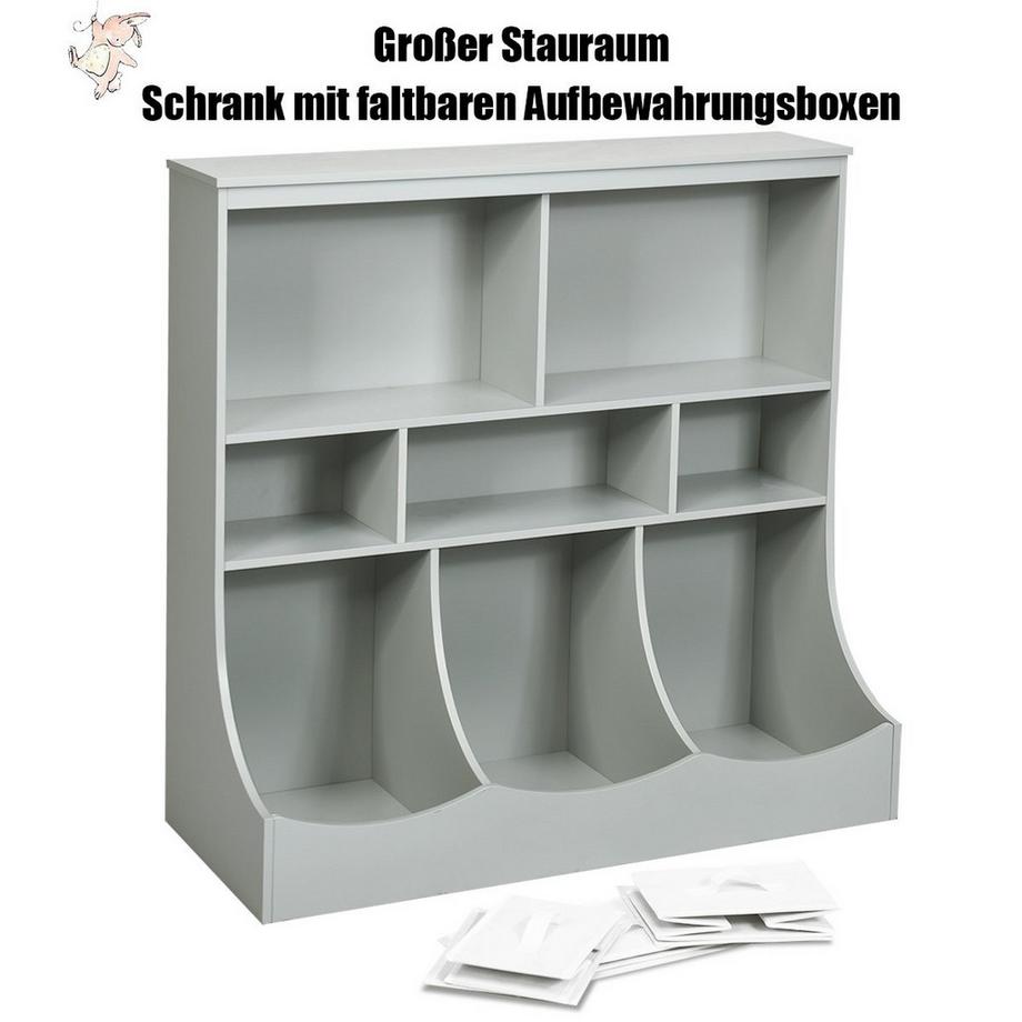 B2X  Étagère à jouets avec 5 compartiments et 3 tiroirs, étagère pour enfants, organiseur de jouets 93 x 40 x 94 cm gris 