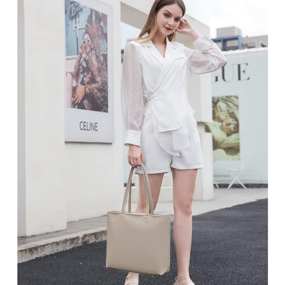 Only-bags.store PU Leder Shopper Tasche mit Reissverschluss und Innentasche  