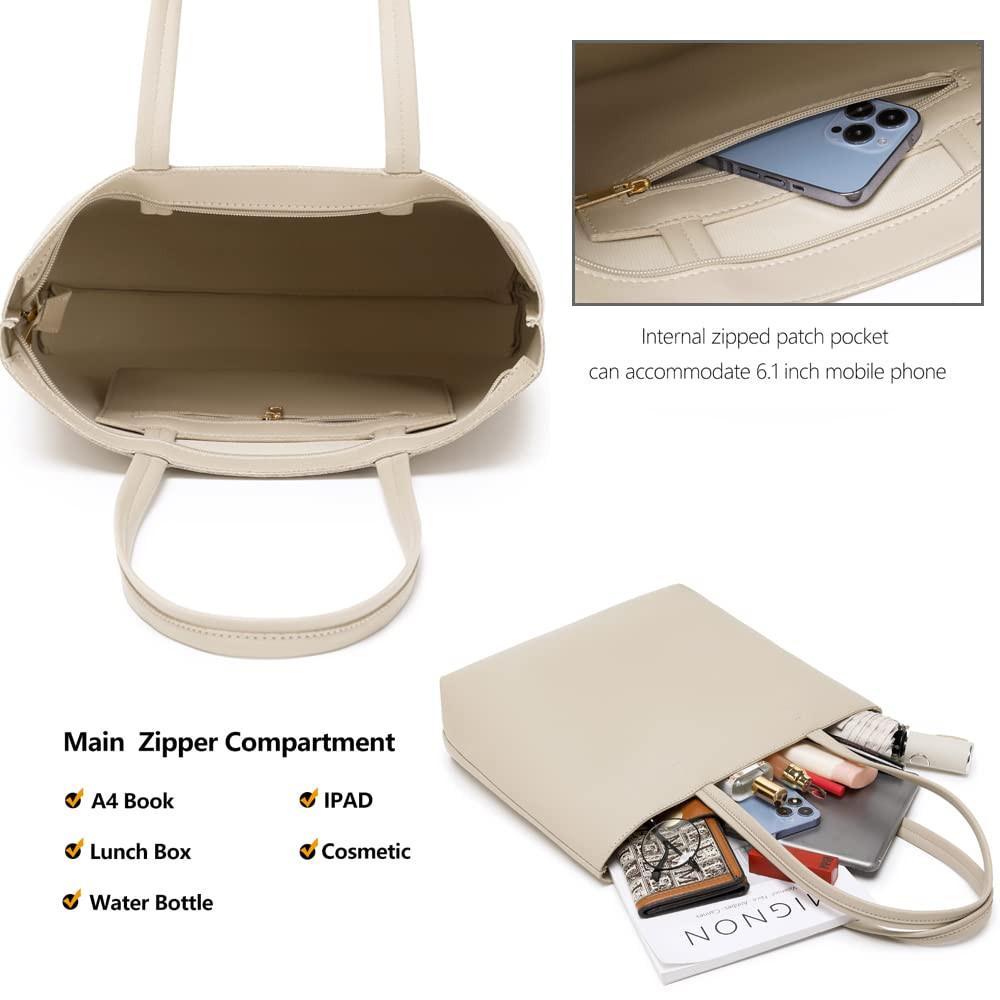 Only-bags.store PU Leder Shopper Tasche mit Reissverschluss und Innentasche  