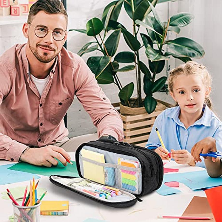 Only-bags.store Federmäppchen mit 3 Fächern Großes Fassungsvermögen Federmäppchen Federmäppchen für Schule & Büro  