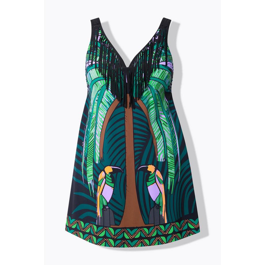 Ulla Popken Robe de Bain Imprimé Perroquets Bonnets Souples  