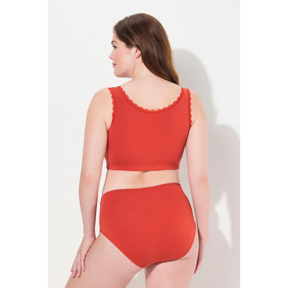 Ulla Popken Bustier Liseré Fantaisie Décolleté en V Coton Bio  