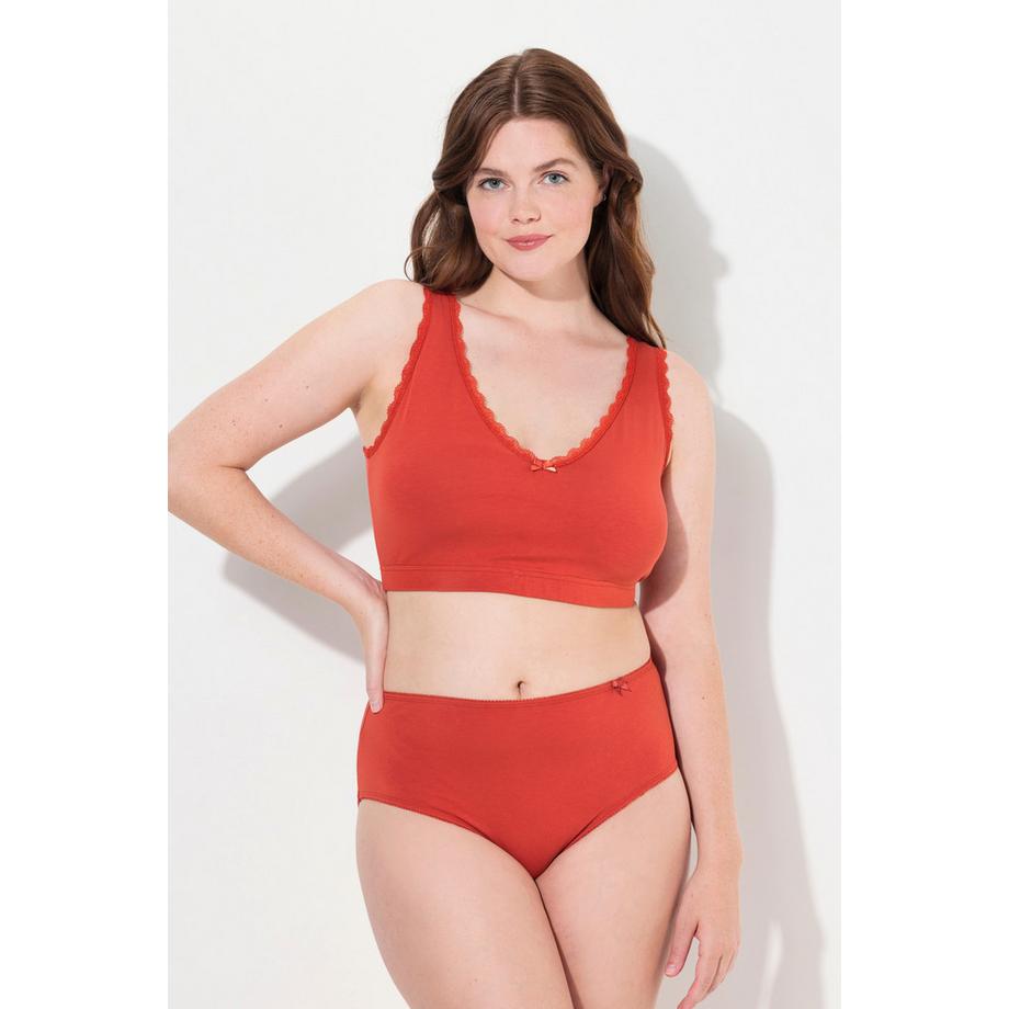 Ulla Popken Bustier Liseré Fantaisie Décolleté en V Coton Bio  