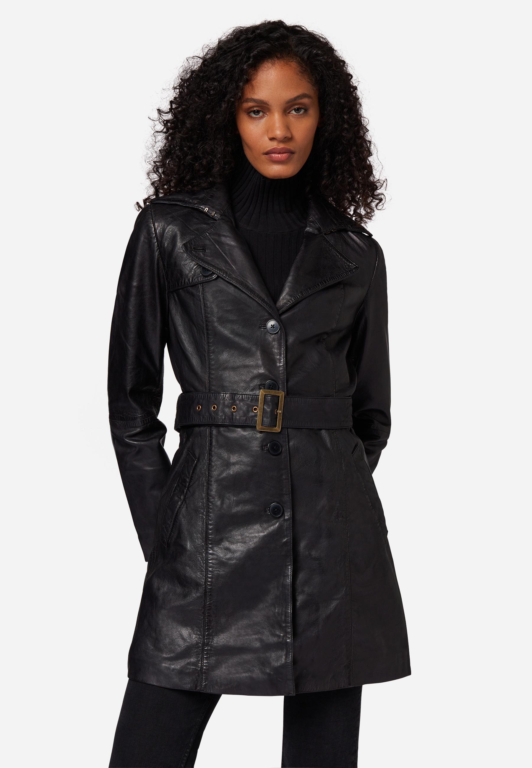 RICANO  Cappotto in pelle per donna Kate, trench con cintura 