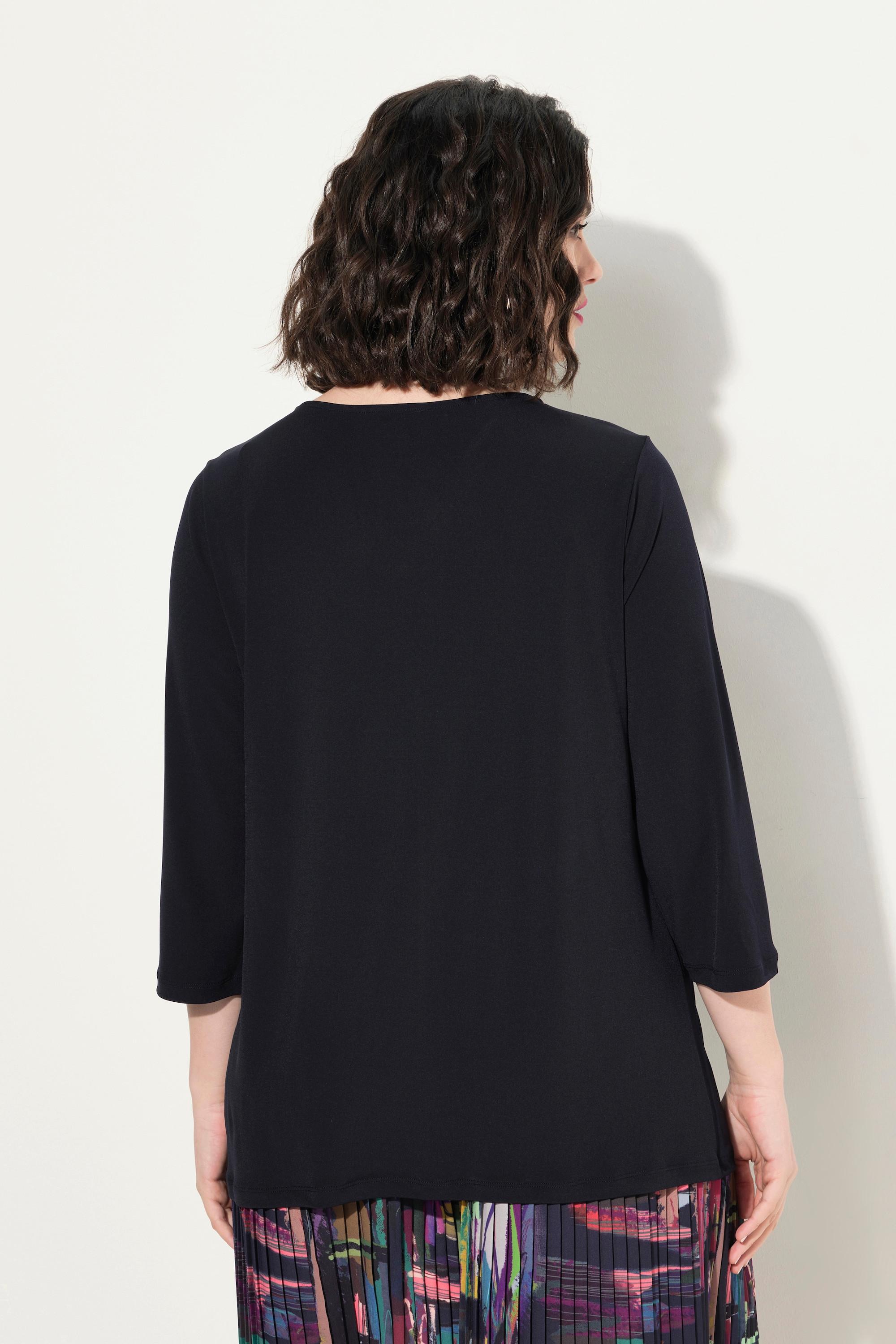 Ulla Popken Classic Décolleté Drapé Manches 3/4 T-shirt  