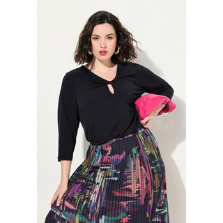 Ulla Popken Classic Décolleté Drapé Manches 3/4 T-shirt  