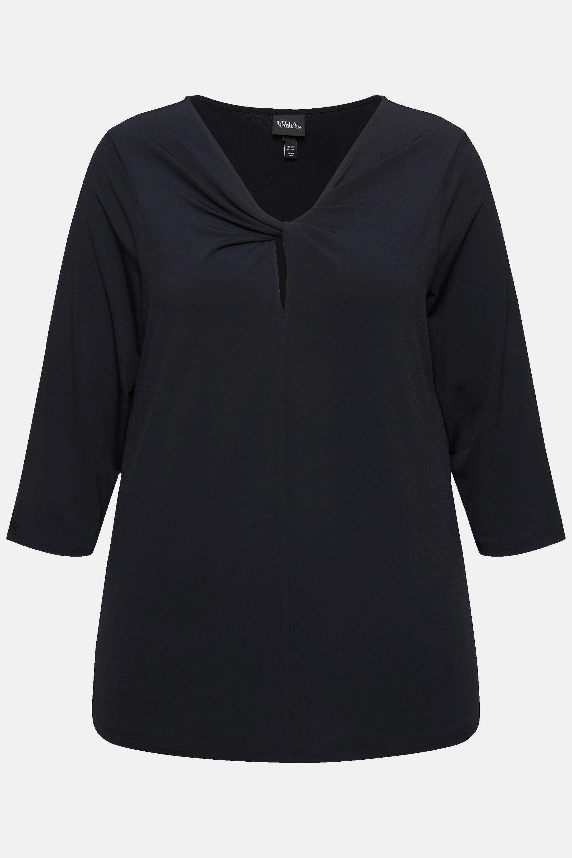 Ulla Popken Classic Décolleté Drapé Manches 3/4 T-shirt  