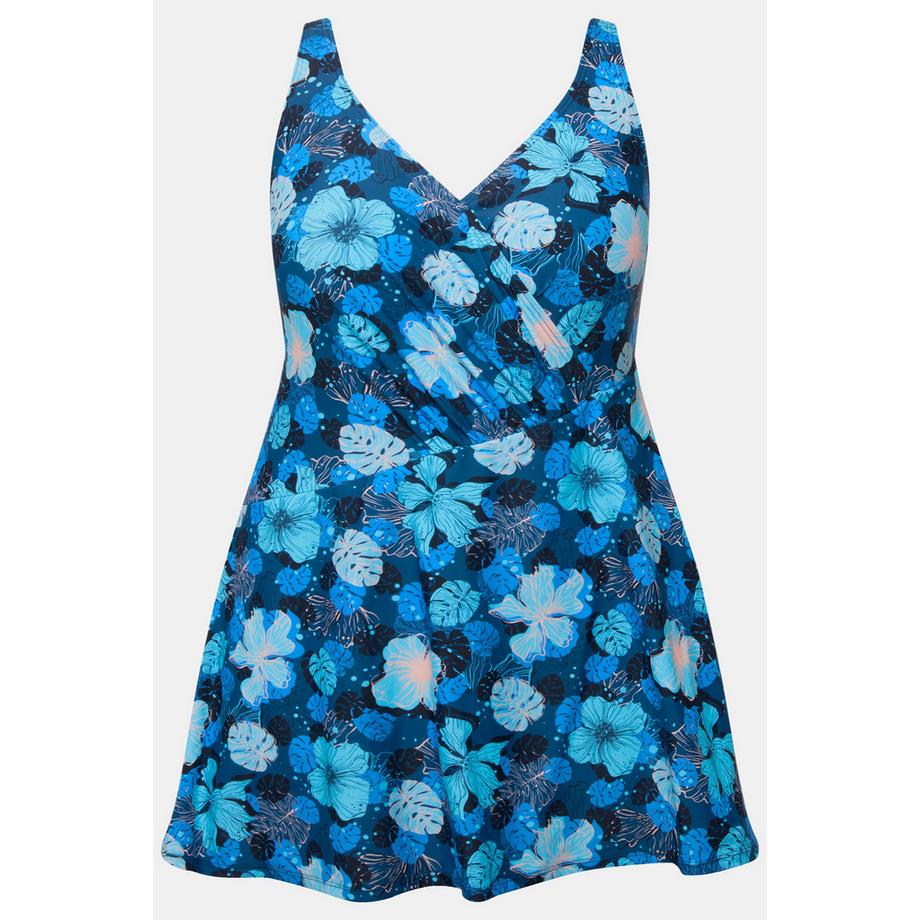 Ulla Popken Robe de bain fleurs bonnets souples style cache-cœur  