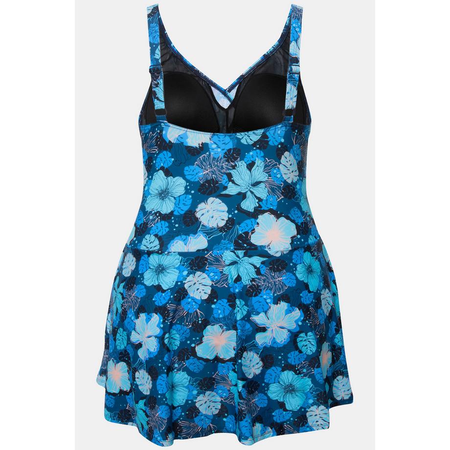 Ulla Popken Robe de bain fleurs bonnets souples style cache-cœur  