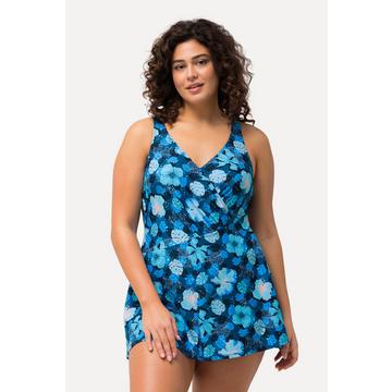 Abito da bagno con fiori, coppe morbide ed effetto incrociato