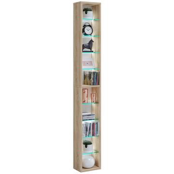 Holz CD DVD Regal | Bücherregal | Aufbewahrung | Maße H. 155 x B. 21 x T. 14 cm | Standregal - Rasato XL
