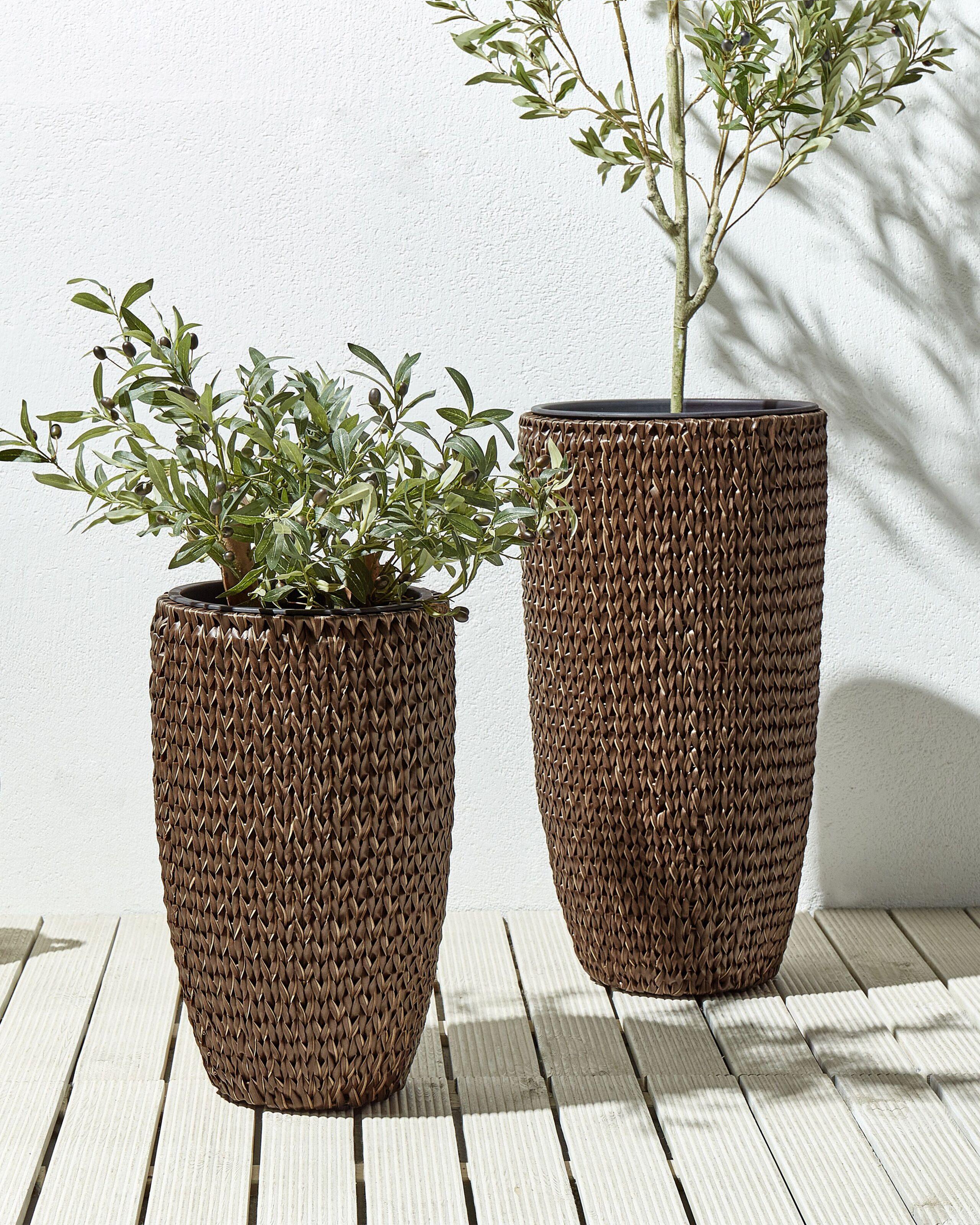 Beliani Lot de 2 pots de fleurs en Polyrotin Rustique CEDRUS  