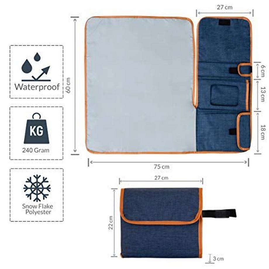 Activity-board  Matelas à langer pour bébé en déplacement - avec poches de rangement pour couches, crème, lingettes humides 