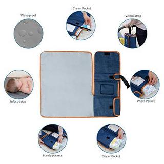 Activity-board  Baby-Wickelauflage unterwegs – mit Aufbewahrungs-Taschen für Windeln, Creme, Feucht-Tücher 