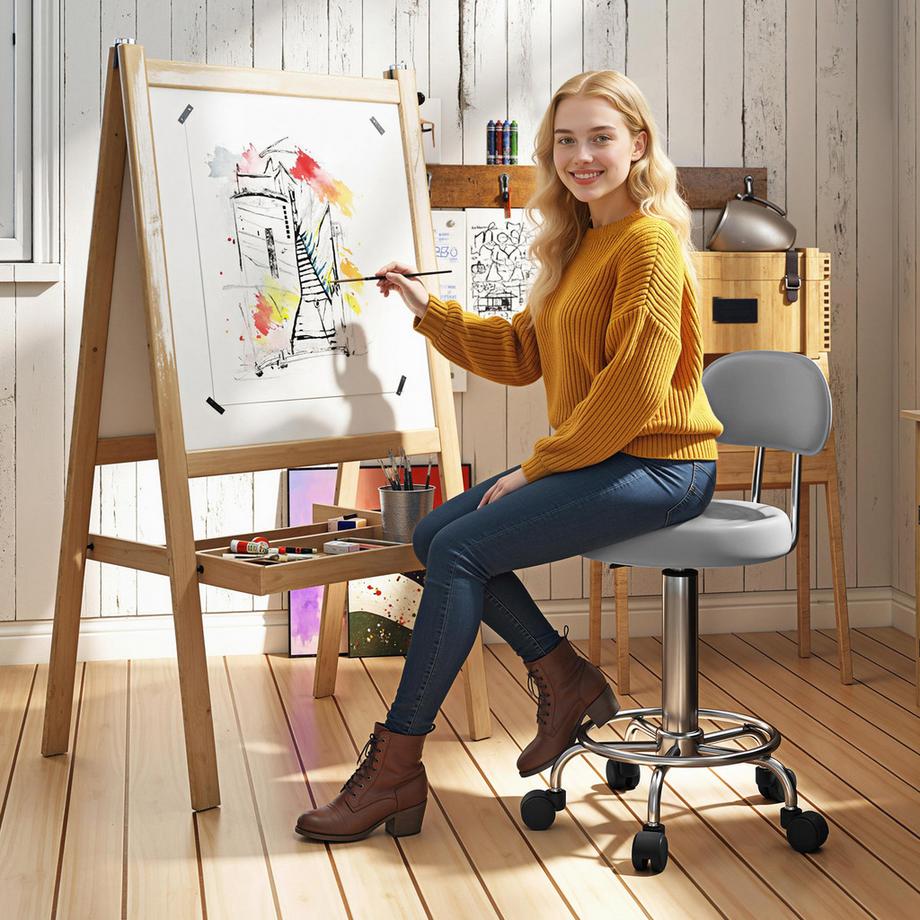 HOMCOM Tabouret roulant  