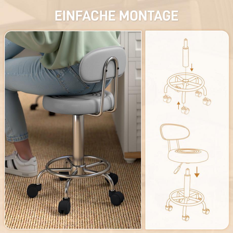 HOMCOM Tabouret roulant  