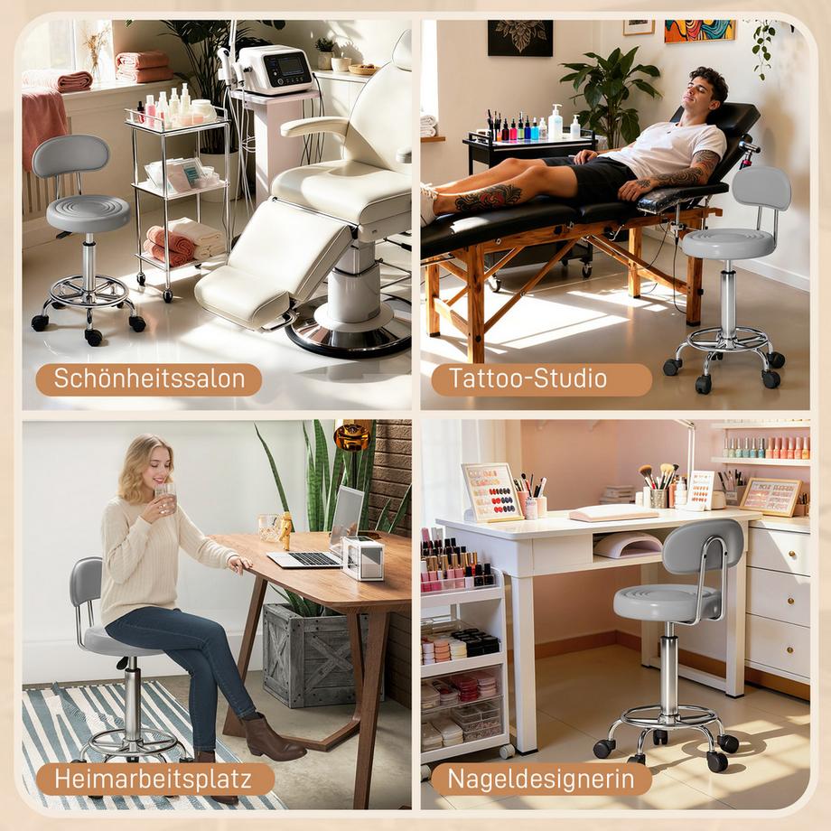 HOMCOM Tabouret roulant  