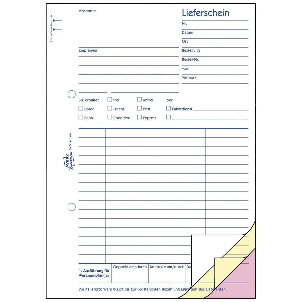 Avery-Zweckform  Avery Zweckform Lieferscheine mit Empfangsschein, A5 