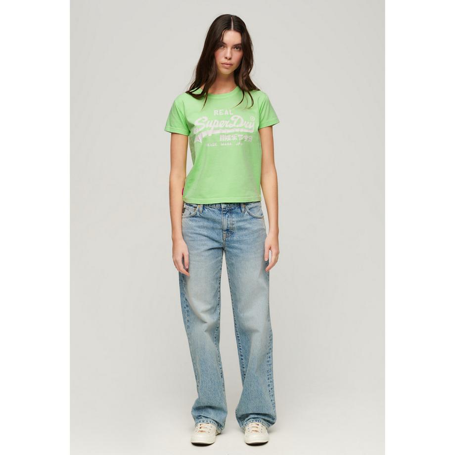 Superdry Eng anliegendes Neonmotiv T-Shirt  