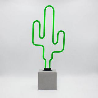 Locomocean Lampe de table en verre néon avec socle en béton - Cactus  