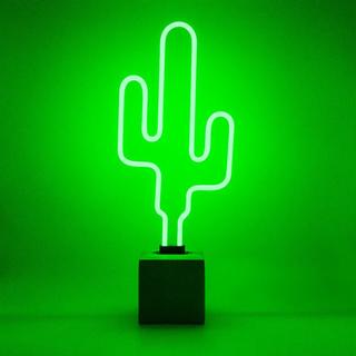 Locomocean Glas Neon Tischlampe mit Betonsockel - Kaktus  