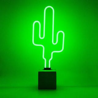 Locomocean Lampe de table en verre néon avec socle en béton - Cactus  