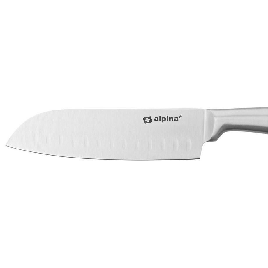 ALPINA Couteau de chef Santoku en acier inoxydable avec lames dentelées  