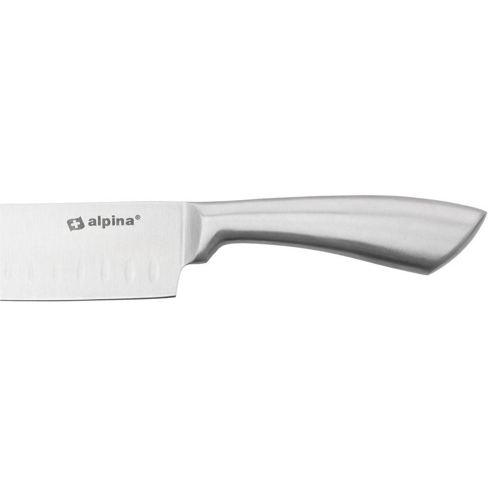 ALPINA Couteau de chef Santoku en acier inoxydable avec lames dentelées  