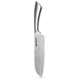 ALPINA Couteau de chef Santoku en acier inoxydable avec lames dentelées  