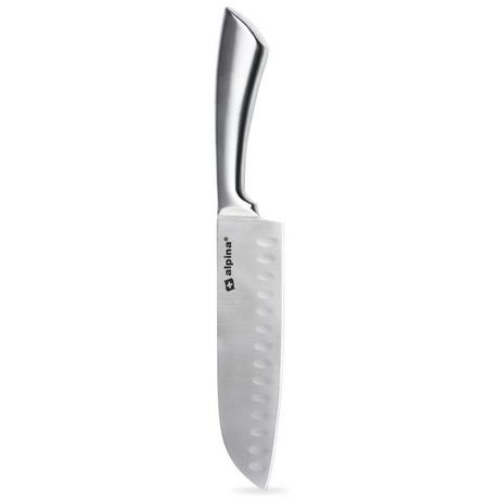 ALPINA Couteau de chef Santoku en acier inoxydable avec lames dentelées  