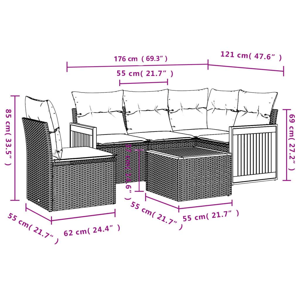 VidaXL set divano da giardino Polirattan  