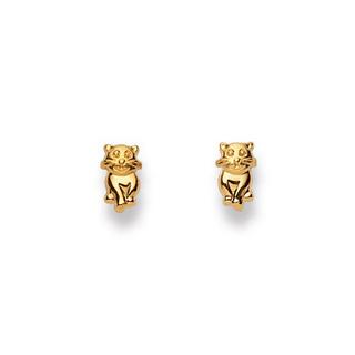 MUAU Schmuck  Ohrstecker Katze Gelbgold 750, 7x4mm 