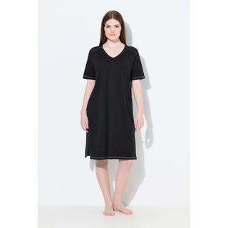 Ulla Popken Nachthemden 2er-Pack Blätter Uni V-Ausschnitt Halbarm  